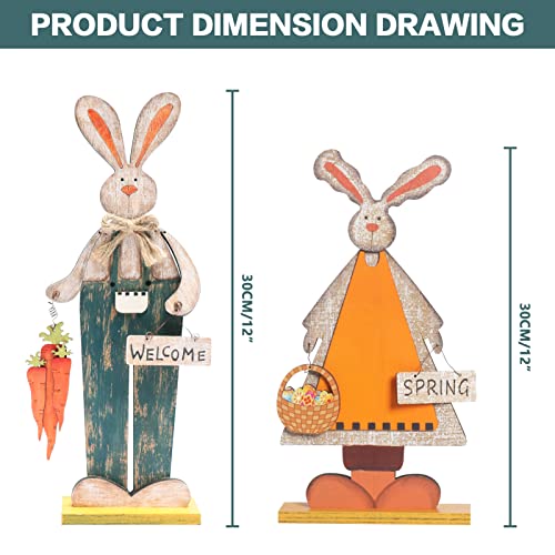 SY-Super-Bang-2pcs-Retro-Bunny-Easter-Wooden-Decorations-Rustic-Rabbit-Tabletop-Decor-for-Centerpiece-Home-Farmhouse-Party-Spring-Summer-Holiday SY Super Bang 2pcs Retro Bunny Easter Wooden Decorations Rustic Rabbit Tabletop Decor for Centerpiece Home Farmhouse Party Spring Summer Holiday