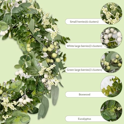 Couronne d'eucalyptus de 18 pouces aux finitions soignées pour maison - 4