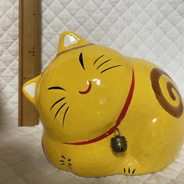 招き猫貯金箱 イエロー 金運アップ！】風水招き猫（貯金箱）：SSサイズ：イエロー【猫