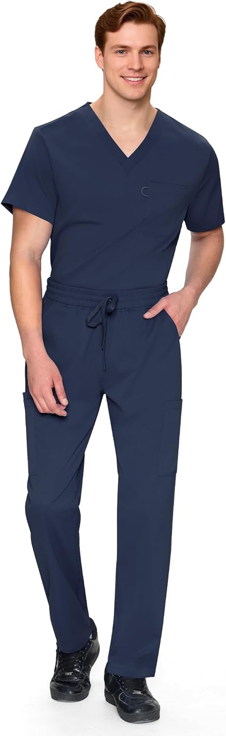 COZYFIT Scrubs for Men Set - V-Neck Scrub Top and Straight Leg Pants with 11 Pockets - Image 6