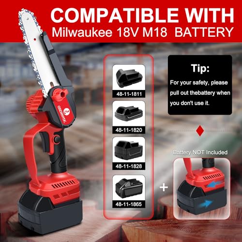 Cordless Mini Chainsaw 6 Inch for Milwaukee 18V M18 (No Battery), Brushless Portable Electric Chain Saw Tool for M18, Small Handheld Chainsaw for Pruning Shear Branch Wood Cutting Tree Trimming