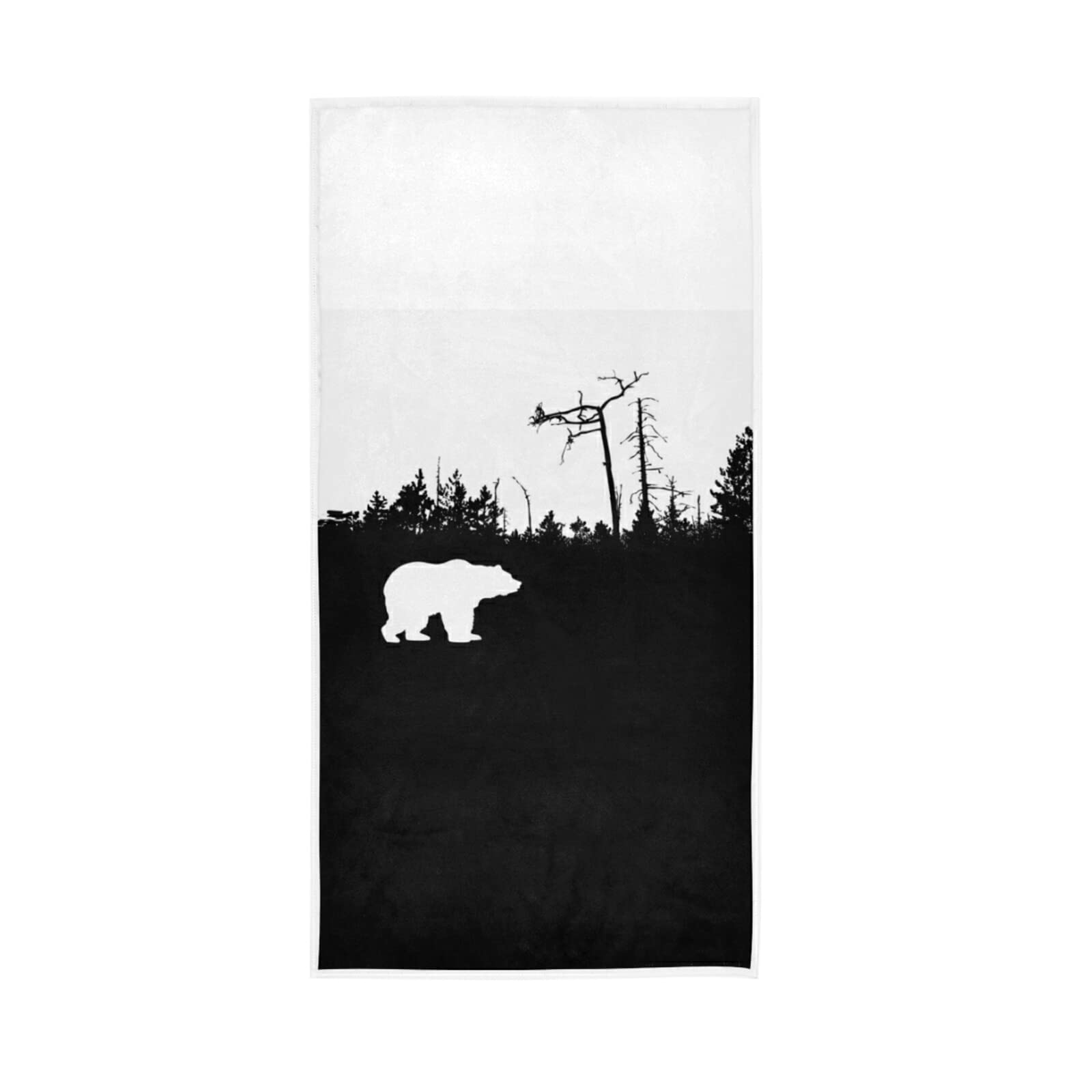 LSRCPD Silhouette Bear Trees Brown Pattern Soft Hand Bath Towel 30" x 15" Thin Fast Drying Absorbent Soft Towels for Kitchen Gym Spa Hotel Beach