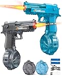 POPERFUN 2 Pack Electric Water Gun for Adults Kids, Automatic Water Pistol Blaster with Spray Sound and Led Light, Leak-Proof Rechargeable Watergun for Summer Outdoor Pool Beach Toys for Boys