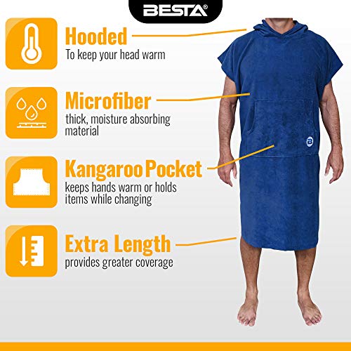 BESTA Surf Poncho, bata para cambiarse con capucha y bolsillo frontal. Material grueso de microfibra miniatura 2