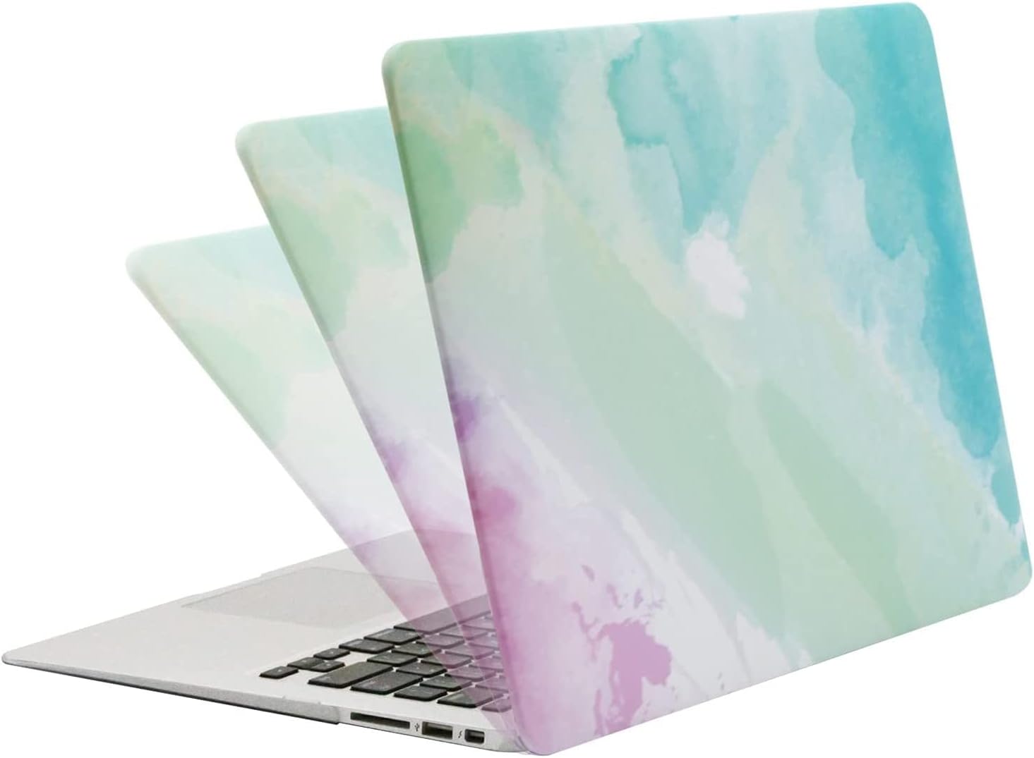 MOSISO Compatible with MacBook Air 13 inch Case (Models: A1369 & A1466, Older Version 2010-2017 Release), Plastic Pattern Hard Shell Case & Keyboard Cover & Screen Protector, Rainbow Mist