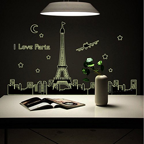 Wall Decal Paris Eiffel Tower Night Lighting Home Sticker House Decoration Wallpaper Removable Living Room Art Picture Murals Girls Boys Kids Nursery Baby Decoration #TOP2