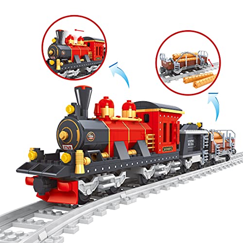 MARLO Technik City Zug Baustein Modell, City Personenzug mit 8 Schienen, Schienenzug mit Kompatibel mit Lego - 410 Teile – Bild 5