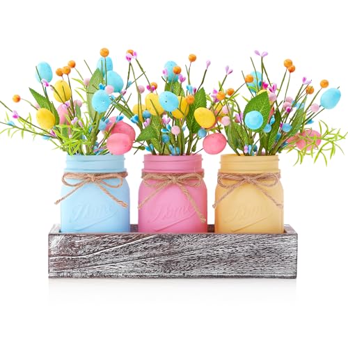 KIVIVO Mason Jar Spring Easter Table Decor, Centerpieces for Tables