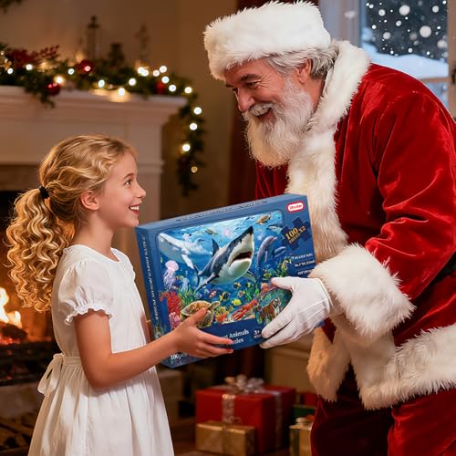Sitodier Puzzles for Kids Ages 3 4 5 6, 2 Pack 100 Pieces Jigsaw Puzzles for Kids 3-5 4-6 (Forest Animals and Ocean Life), Learning & Educational Games Beautiful Xmas Birthday Gifts for Kid 3-8 miniatura 7