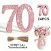 ALISSAR 24PCS Rose Gold 70 Number Tags with 32.8 Ft Jute Twine – 70th Birthday Decorations, 70th Anniversary Party Supplies, Mason Jar Centerpieces, Gift Wrapping & Table Decor Kit