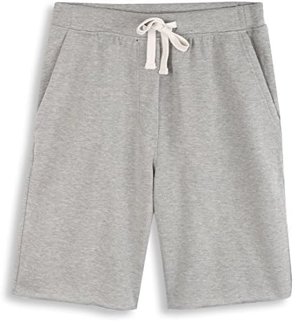 HARBETH Men's Casual Soft Cotton Elastic Fleece Jogger Gym Active Running Hiking Pocket Shorts Heather Gray M