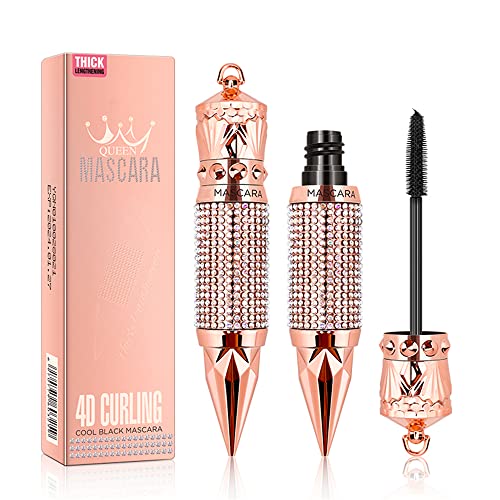 Máscara de pestañas resistente al agua y de larga duración, máscara de pestañas de fibra de seda 4D, volumen y longitud, maquillaje de ojos, máscara de diamantes brillantes (1 unidad) Cover