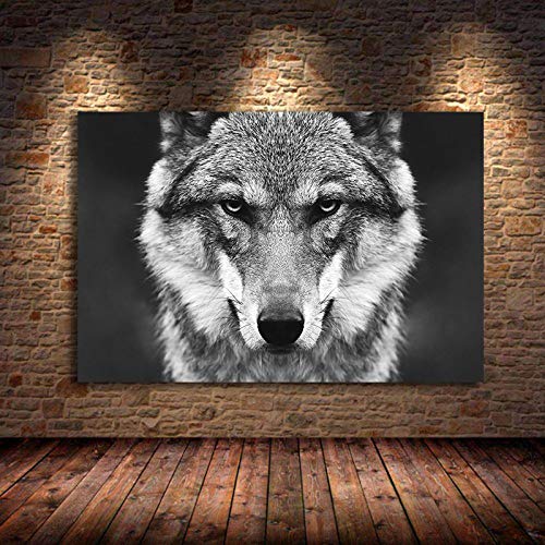 Art mural loup pour habiller un grand mur vide peinture salon moderne