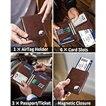 Passport Holder for Travel with AirTag Holder-Genuine Leather RFID Blocking Travel accessories with 6 Cards Slot&1ID Window,Magnetic Closure,Gift Box(Air Tag Not Included) - Image 3