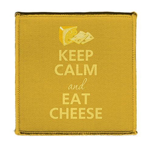 Keep Calm AND EAT CHEESE CHEDDAR BLOCK SLICE - Iron on 4x4 inch