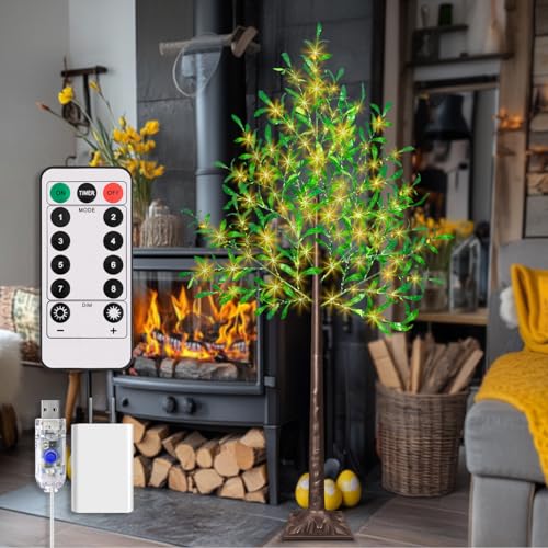 6FT Lighted Olive Tree with 360pcs Lights, Prelit Olive Tree