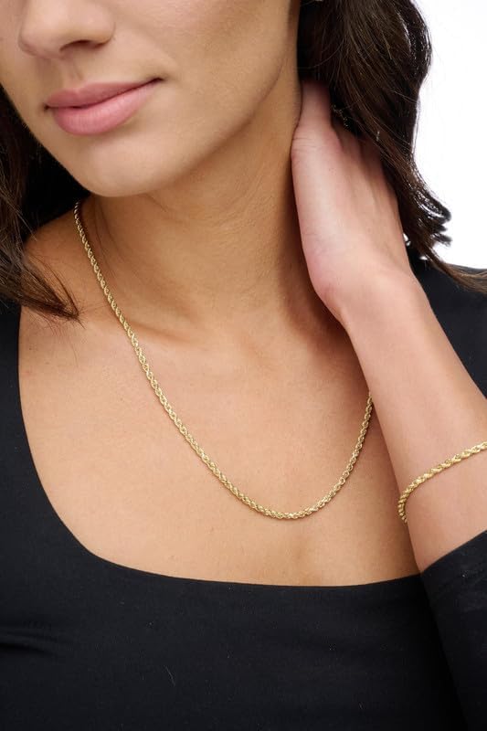14K Real Gold Rope Chain Necklace for Men and Women - Cadena de Oro para Hombres y Mujeres - (14k - 3mm - 22 Inch) - Image 2