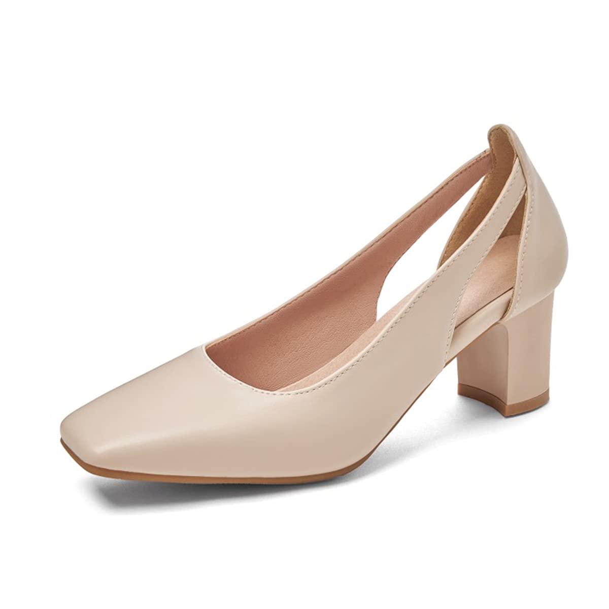 Hello SheroWomen’s Classic Mid Block Heel Pumps Closed Square Toe Slip-on Office Lady Formal Occasion Dress Shoes Wedding Business