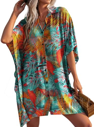 Ekouaer Women's Swimsuit Cover Up 3/4 Sleeve Beachwear Bikini Cov...