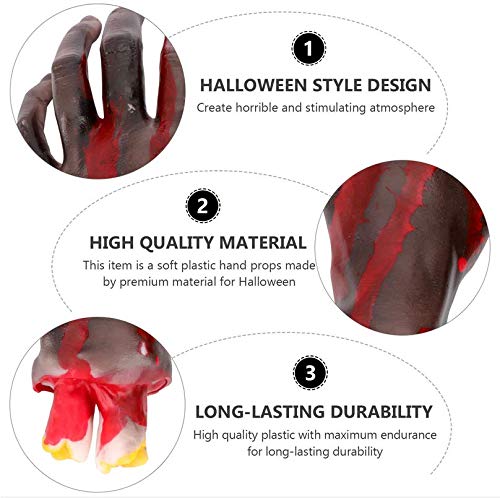 NUOBESTY Creepy Severed Hand Props – Super Realistic Fake Body Parts For Halloween Pranks & Decor (Black, Soft Plastic) - View #7