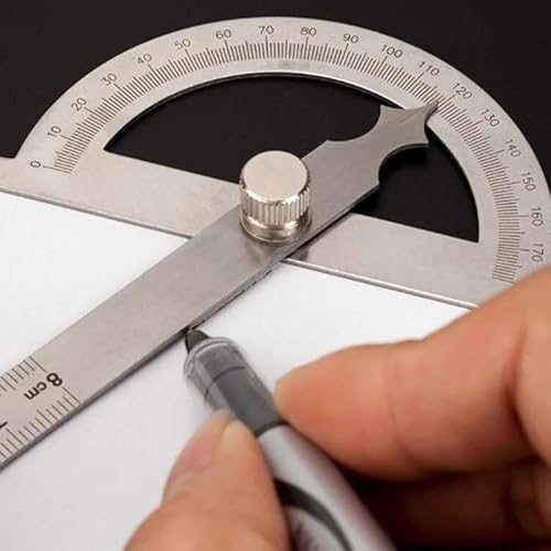 Winkelmesser, Winkelmesser Metall 0-180° Präzisions-Winkelmesser aus Edelstahl mit Feststellschraube | Robuster Universal-Winkelmesser mit klarer Skala für Tischler