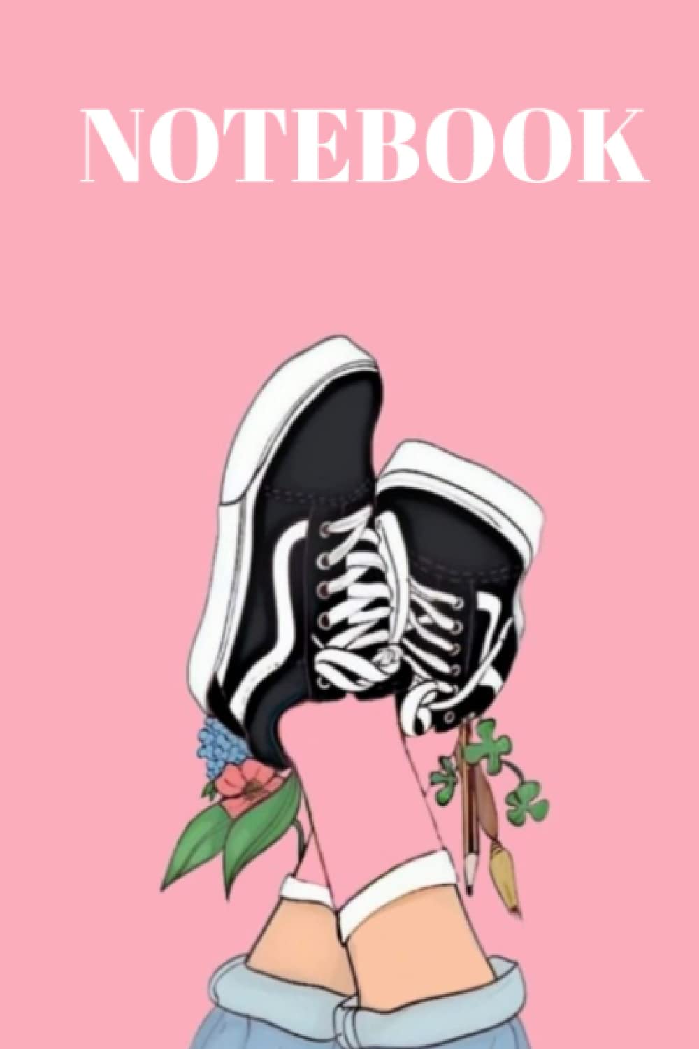 Notebook: Arty notebook, fresh pastel pink cover, cute, girly, sneakers