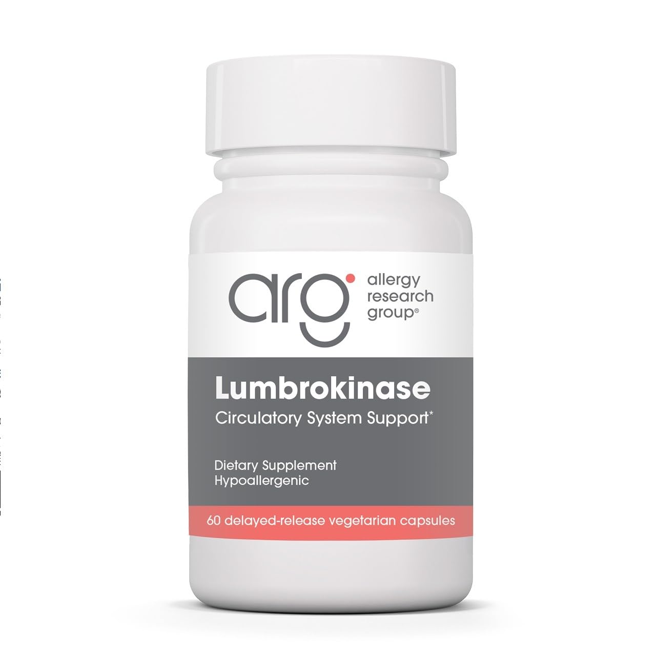 Allergy Research Group ARG Lumbrokinase Delayed-Release Enzyme, 60 Capsules 60 Count (Pack of 1)