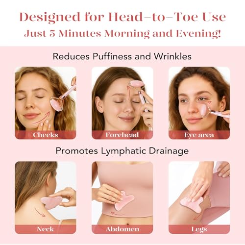 BAIMEI IcyMe Rose Quartz Roller & Gua Sha