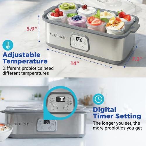 Image of Ultimate Probiotic Yogurt Maker - Make Billions of Live Probiotics with Adjustable Temperature and Time Control - Get Better Gut Health - - Perfect Kitchen Gift
