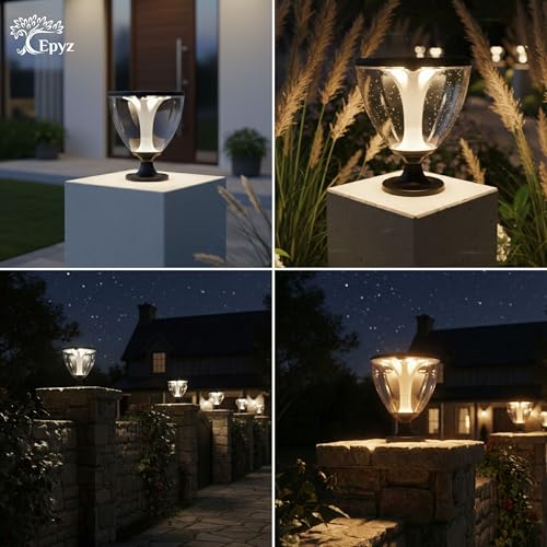 Image of Epyz Solar Gate Pillar Light Outdoor Waterproof Square Shape,2600mah Battery, 3 Type of Lights, Application for Fence, Garden, Wall, Outdoor [ 72LED, Multicolour ]