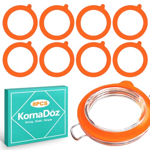 KornaDoz 8 Pack Silicone Jar Seals, Replacement Rubber Gasket Rings