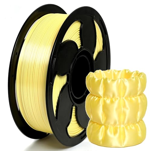 Image of Silk Lemon PLA 1.75mm 1kg Shiny Smooth Yellow 3D Filament Spool FDM AMS | Light Color High gloss Silk finish metallic Lemon Low warping 1kg spools 2.2lbs Shiny surface for Printer Bambu Snapmaker