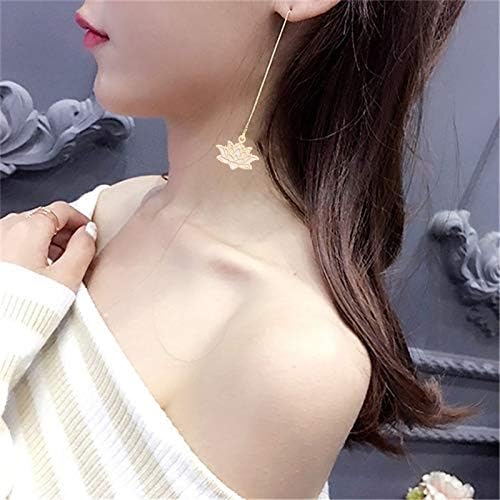 Vista 3 de Elegantes aretes colgantes con diseño de flor de loto para mujeres y niñas