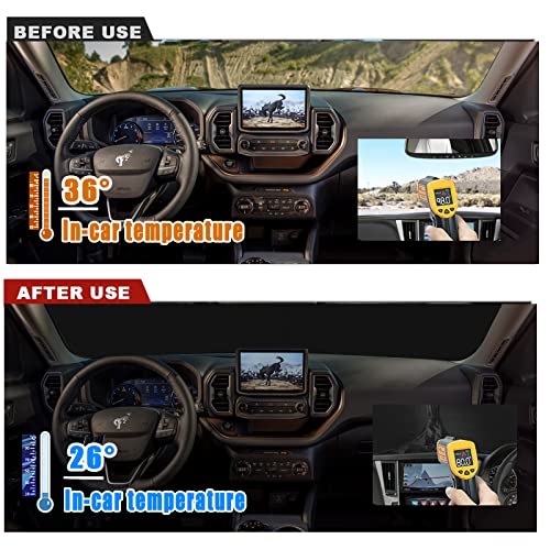 Windshield Sunshade Compatible With Bronco 2/4 Door 2021 2022 2023 Foldable Windshield Sun Visor Blocks Uv Rays Foldable Sun Shield Upgrade Reflective Polyester Cover #TOP1