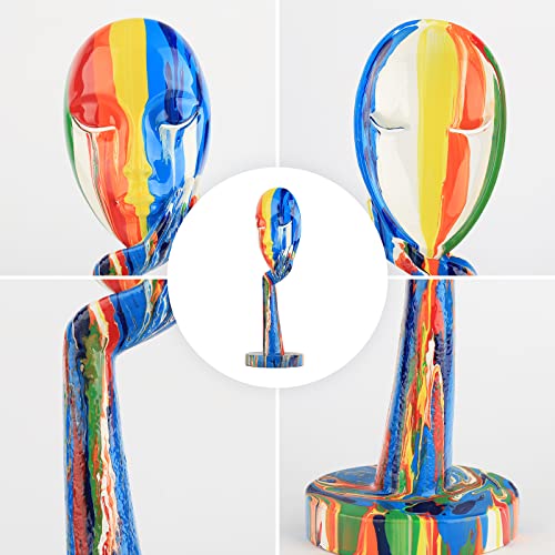 Creative Simple Colorful Women Face Art Statue Thinker Lady Sculpture Abstract Characters Crafts Ornaments Home Decor Modern Office Bedroom Study Room Studio Decorations (Large 15.3X4.9X4.9In) #TOP3
