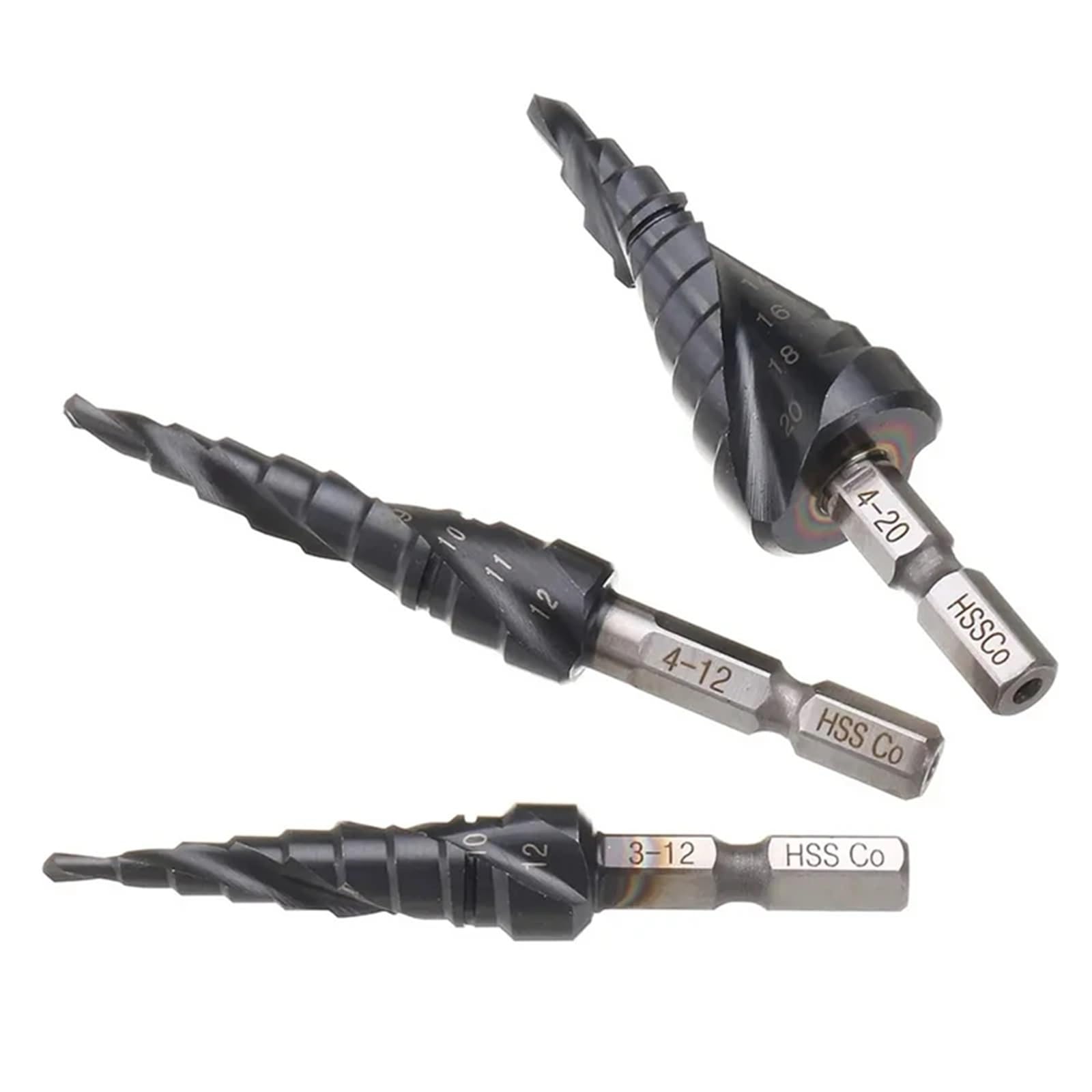 1/4 cala Hex M35 powlekane kobaltem wiertło stopniowe Shank stal szybkotnąca metalowy otwieracz do otworów wiertniczych do narzędzi ze stali nierdzewnej (Size : 6-35mm)