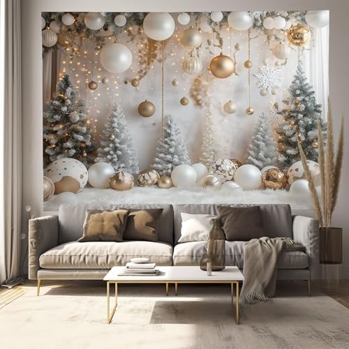 Tapisserie Noël arrière-plan gris blanc pour photo de fête en salon