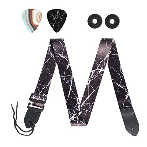 Guitar Strap,Qielizi Guitar Strap with Leather End Length Adjustable 2 Pick Holders