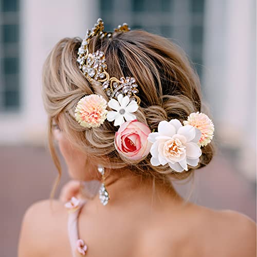 21 PCS Flower Hair Clips Rose Hair Clips Hair Barrettes for Women Flower Hair Accessories Boho Bride Claw Clip Hairpin Brooch Pin Headpiece for Girls Women - Image 2