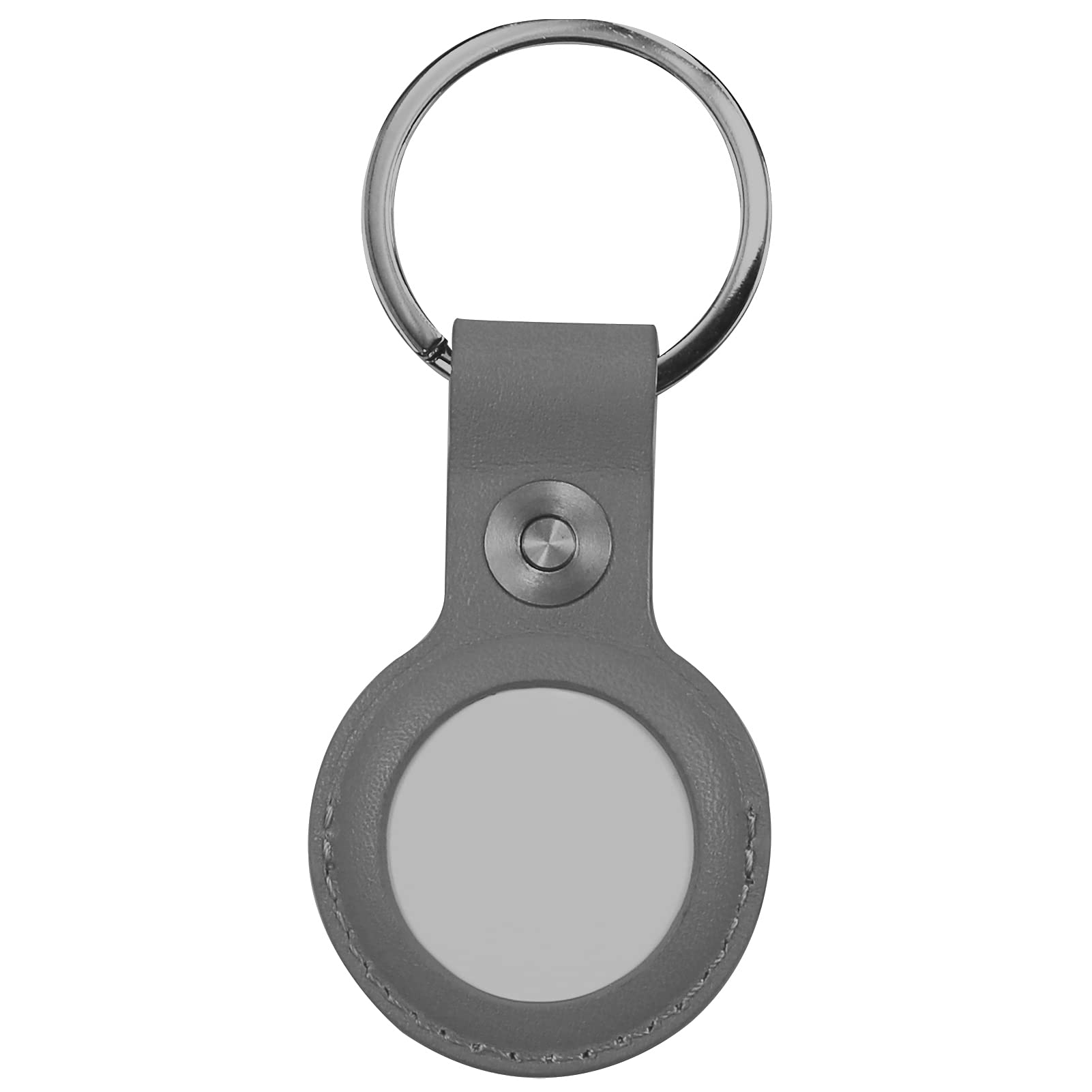 Case for AirTag Genuine Leather Protective Cover with Keychain Ring, Anti-Scratch - Gray1, Small - Image 2