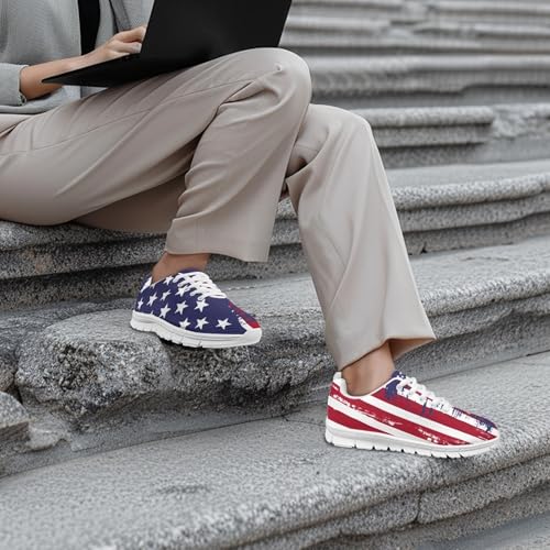 Image of Jeiento American Flag Shoes Men's Fashion Sneaker Sports Running Shoes Causal Travel Walking Flat Shoe Breathable