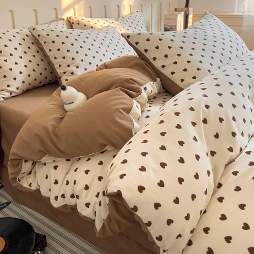 Housse de couette en microfibre imprimé cœurs pour une chambre d'ado cosy