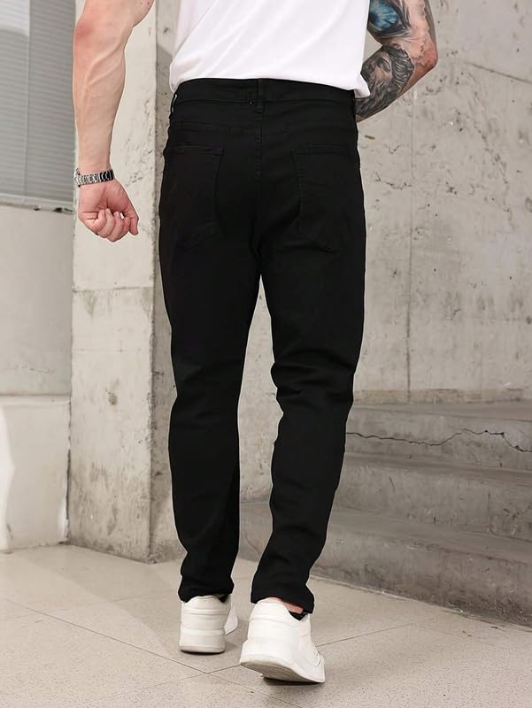 Image of London Hills Men's Regular Fit Mid Rise Cotton Jeans for Man | Straight Fit Jeans for Man | Pant | Mens Bottom Wear | Pants | Jean's for Men | Jins Pant for Men | Denim Jeans