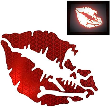 customTAYLOR33 High Intensity Reflective Vinyl Death Kiss Skull Crossbones Lips Decal Bumper Sticker - Cars, Motorcycles, Helmets, Wind Screens, laptops, cellphones, (Red, 3 inch Wide, Pair)