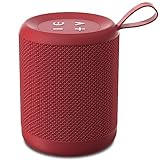 MEGATEK Portable Bluetooth Speaker, Loud HD Sound and Well-Defined Bass, IPX5 Waterproof, up to 10 Hours of Play, Aux Input, Wireless Speaker with Clip for Home, Outdoor and Travel (Red)