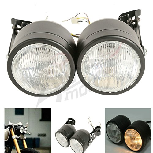 ALPHA MOTO Twin Front Headlights & Brackets For Harley Dual Sport Motorcycle Street Fighter