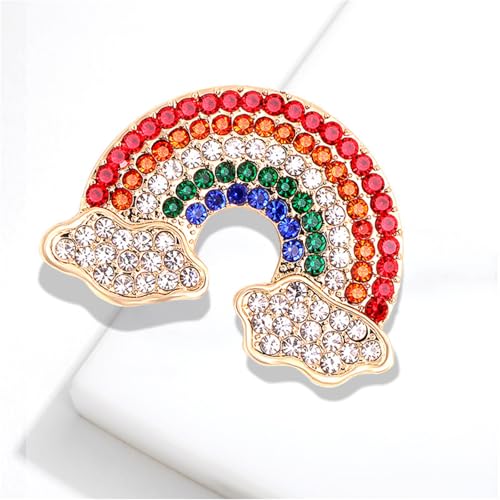 Image of WCRAZYE Rainbow Cloud Brooch Pin for Women Girls Colorful Crystal Rhinestone LGBTQ Pride Rainbow Brooch Lapel Backpack Badge Hat Bag Decoration Accessories for Pride Month Parades and Events