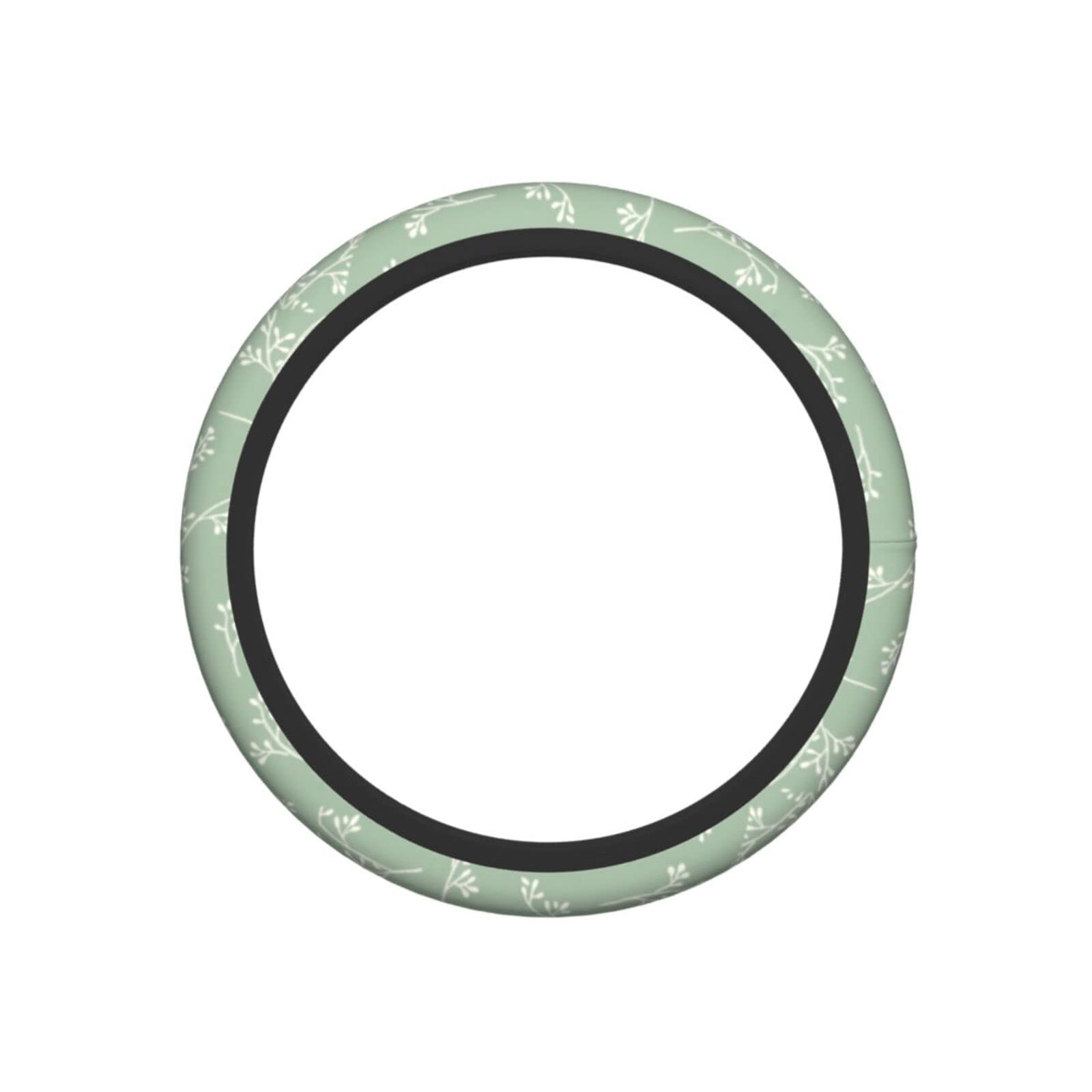 PURKCUYERT Ferns Sage Green Steering Wheel Cover, 15 Inch Car Wheel Protector Universal Automotive Accessories
