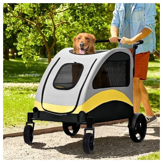 BINGOPAW Carro Perro: Carrito para Perros Paseo Extra Grandes Plegable Cochecito para Mascotas Mediano con Marco de Acero, Ruedas Amortiguadoras y Frenos, XL