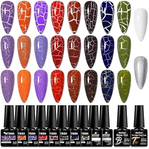 MTSSII 12Pcs Crackle Gel Nail Polish Set Cover